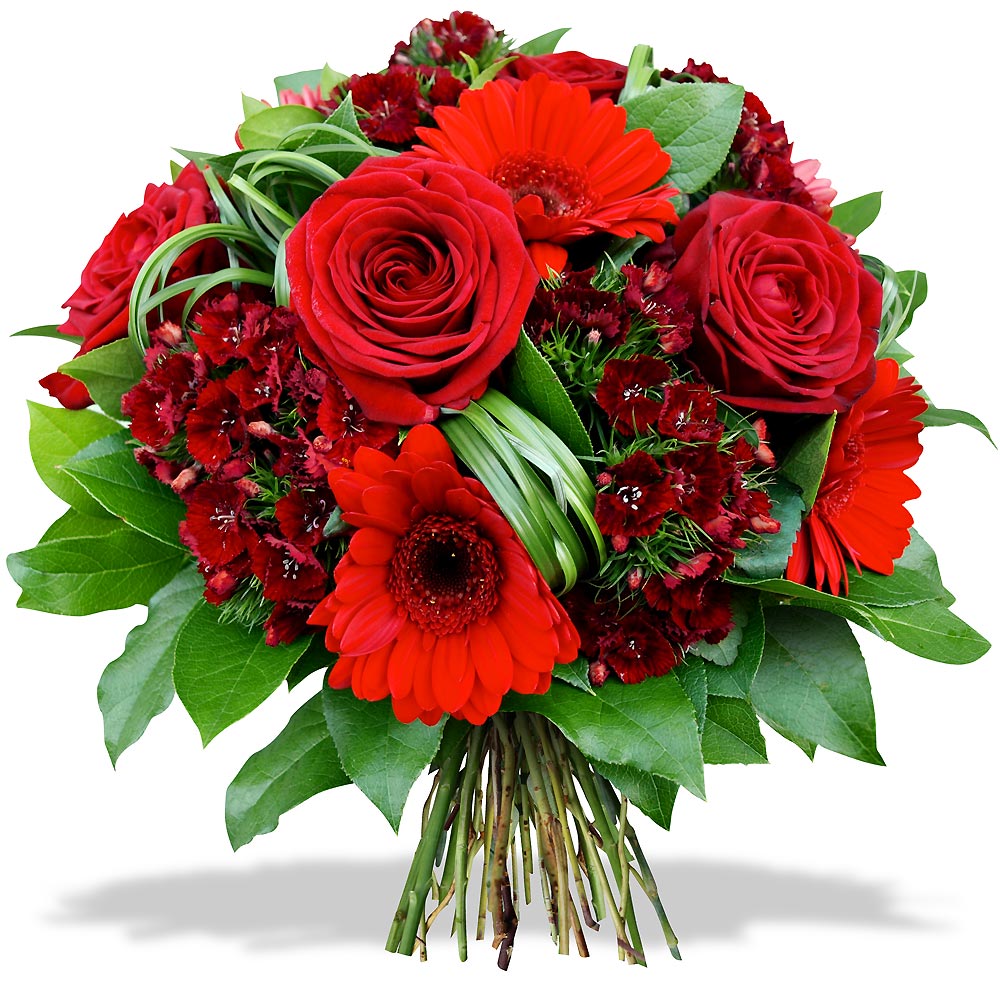 Bouquet rond rouge : AMOUR | Fleurs et Déco